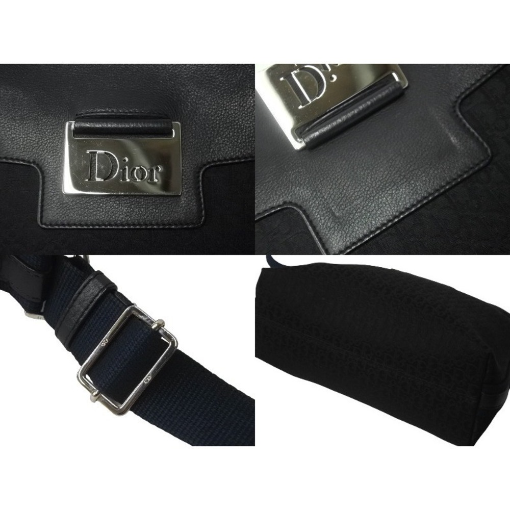 Christian Dior Trotter Handbag Flower Embroidery Canvas Leather Black - Picture 9 of 10